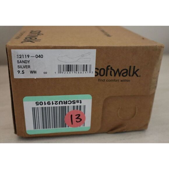SoftWalk S2119-040Women's Sz 9.5WW Silver Metallic Sandy Ankle Strap Flats - Picture 13 of 13